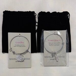 Unwritten Silver Charm Bracelet with Heart and Rose Quartz